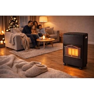 NIKLAS - Chauffage d'appoint gaz 4200W + Connectique incluse 3 niveaux de chauffe - Poele à gaz Infrarouge Gris sur roulettes, Allumage facile Piezo, Intérieur 120m3 NIKLAS