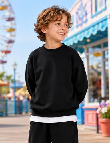 Image of Girls Sweatshirt Kids Fleece Lined Sweatshirts Winter Warm Sherpa Crewneck Pullover