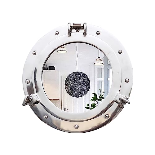 The Metal Magician 12inch Nautical Decor Porthole Wall Mirror, Polished