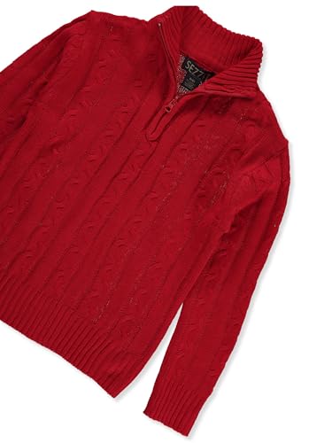 Sezzit Boys' Cable Knit Quarter Zip Sweater - red, 14-163