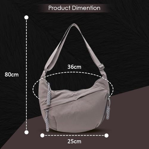 Image of Lyrovo Travel Crossbody Crescent Bags for Women Over Shoulder Purse with Zipper Half Moon Sling Bag & Waist Bag Unisex Chest Bag