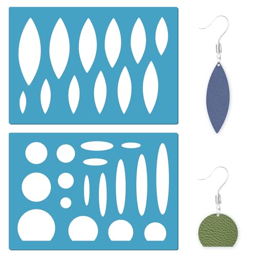 GORGECRAFT 13x9cm 2Pcs Jewelry Stencils Ellipse Earring Stencil Arylic Reusable Cutouts Cutting Drawing Template for Women Earrings Bracelets Making Cabochons DIY Ruler Art Decor Tool
