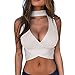 IHEHUA Crop Tops Damen Shirt Sexy Sommer Tank Top Bauchfreies Wrap Shirts Strick Oberteile Einzigartiges Kreuz Schlank Fit Top mit tiefem V-Hals Tunika Bluse(Weiß,S)