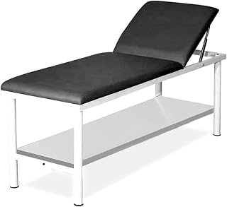 Helsevesen Medical Exam Table, Compact Treatment Table with Full Shelf and Paper Holder,Medical First Aid Room Examination Couch, Black, 24.09