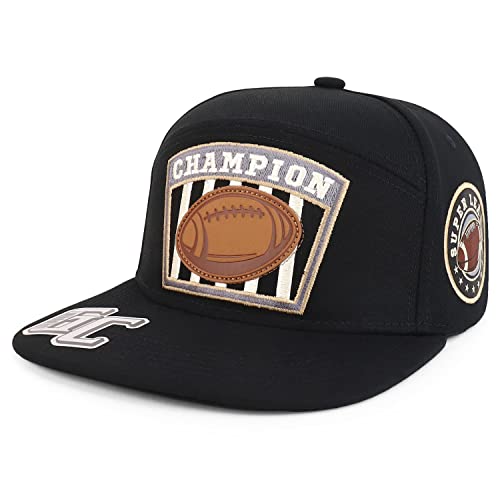 Trendy Apparel Shop Super League Champion Embroidered Flatbill Snapback Cap - Black