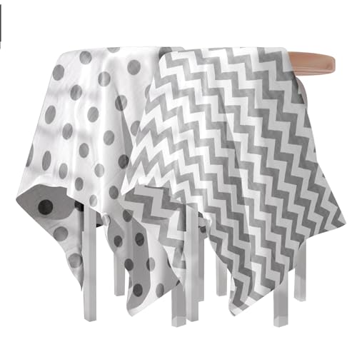 Image of BEMBIKA Bamboo Muslin Swaddle Wrap Baby 120X110 Cm Stroller Blanket Receiving Blanket for Newborn |Grey Polka & Zigzag (Pack of 2)