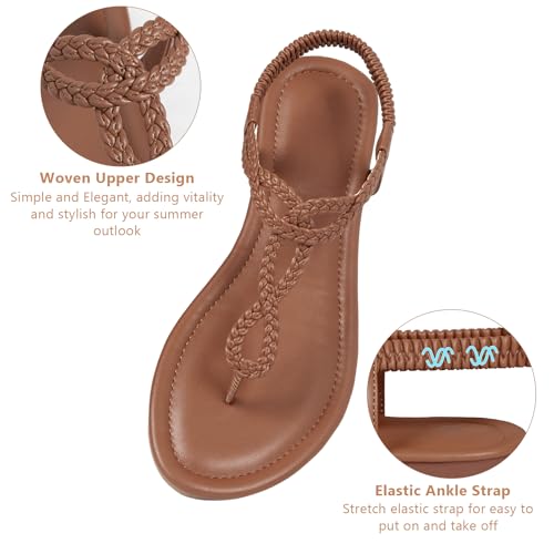 Image of zeetoo Women's Flat Sandals Summer T-StrapThong Bohemian Casual Comfortable Dressy Sandals for Women
