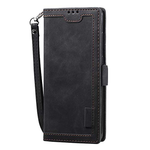 Nadoli Card Slots Wallet Case for Samsung Galaxy S9 Plus,Magnetic Handbag Pocket PU Leather Flip Wrist Strap Folio TPU Inner Stand Cover,Black
