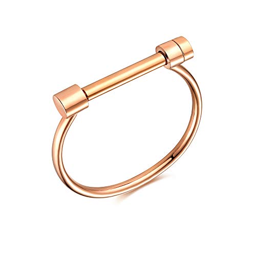 Carweilon Cuff Bracelet Bangle Bar Screw Shackle Novelty High Polished Stainless Steel Jewelry For Men Women Unisex Girls Boy (Rose Gold) #TOP3