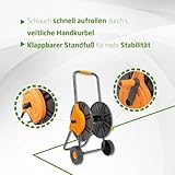 Amig - Schlauchwagen | für 1/2' Schläuche | max. 60m gerollt | mit Kurbel zum einfachen Aufrollen | Polypropylen | Orange und Grau