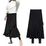 [Ｍｉｎｅｓａｍ] レギンス付きスカート レディース 秋冬 あったか スカート 裏起毛 スカッツ キュロット 冬 (ブラック 裏起毛,2XL)