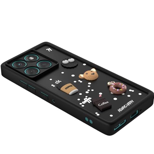 Image of Bintage Cute Fun Taddy| 3D Ball Bear| Donut| Coffee Rubber Case Camera Protection Back Cover Compatible for Motorola Edge 60 Stylus 5G - Black