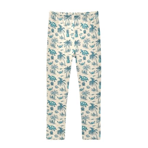 Palm Sellfish Crab Pineapple Girls Leggings Athletic Pants Tights Stretch Bottom