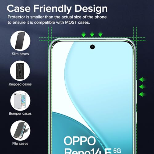 ivoler 2 Piezas Cristal Vidrio Templado Protector de Pantalla para OPPO Reno 14 FS 5G / OPPO Reno 14F 5G, con 2 Piezas Protector de Lente de Cámara, 9H Dureza, Antiarañazos, Sin Burbujas - imagen 7
