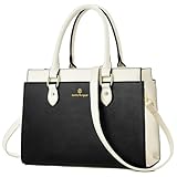 KURGOOL Handbags Purses for Women, Trendy Leather Dual-tone Tote Purse, Designer Handbag Shoulder Bag Top Handle Satchel Bags (Black & White)