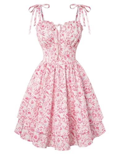 Image of Scarlet Darkness Floral Mini Dress for Women Corset Graduation Sundress