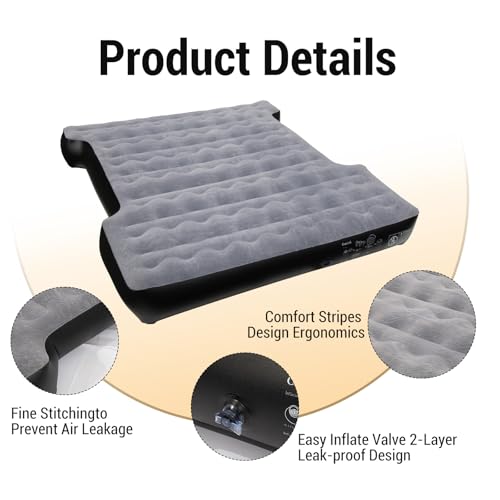 Image of Onirii Camping Pickup Truck Bed Air Mattress for 5.5-5.8 Ft | Thickened Full Size Short Inflatable Truck Beds Mattress,Sleeping Pad with with Air Pump for Outdoor Camping Car Travel
