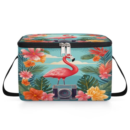 GzLeyigou Flamingo Lunch Bags for Women Men 9 Cans, Hot & Cold Food Delivery Bag Insulated Grocery Bag Insulated Lunch Box Summer Flamingo Cooler Bag for Office Work Picnic Beach