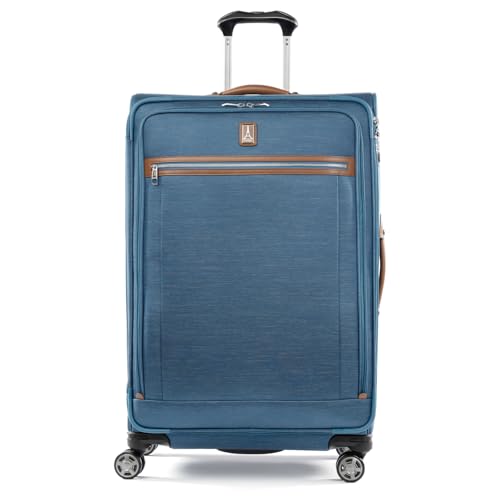 Image of Travelpro Platinum Elite Softside Expandable Checked Luggage, 8 Wheel Spinner Large Suitcase, TSA Lock, Men and Women, Coastal Blue, Checked Large 29-Inch