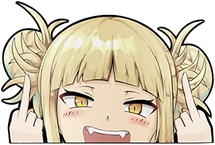 EARLFAMILY 5.1'' Cartoon Car Sticker for Yellow Hair Funny Moves Hero Girl Anime Peeker Hentai Chibi Peek Anime Vinyl Stickers JDM Window Trunk Bumper Decal