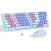 Links9+ Colorful Wireless Keyboard Mouse Combo, Gradient Rainbow Colors 100 Keys and 2.4GHz Optical Mouse Connection for Windows, Mac, Laptop, PC, Desktop (Purple Colorful)