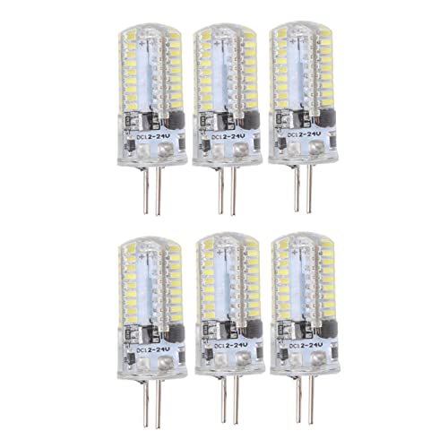 Haofy GY6.35 LED Bulb, 6 Pack GY6.35 LED Light Bulb 5W AC 12V 500LM 72LED for Kitchen Bathroom Landscape Lighting (Pure White)