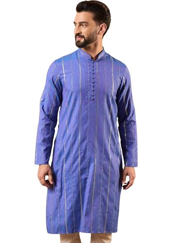 Image of Men's Embroidered Solid Calf Length Kurtas | Men | Kurtas for Mens | Straight Fit Kurta for Men's