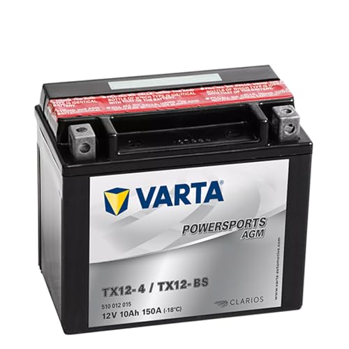 Batteria Moto Varta POWERSPORTS AGM 510 012 015-10Ah - Spunto 150A - TX12-BS (TX12-4) - YTX12-BS (YTX12-4) - FTX12-BS (FTX12-4) - 152mm x 88mm x 131 mm