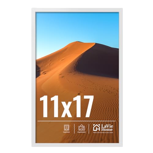Image of LaVie Home 11x17 Picture Frame for Wall Display, 11x17 White Picture Frame with HD Plexiglas, 11 x 17 Poster Frame 1 Pack, Display Frame for Vertical or Horizontal, Classic Collection