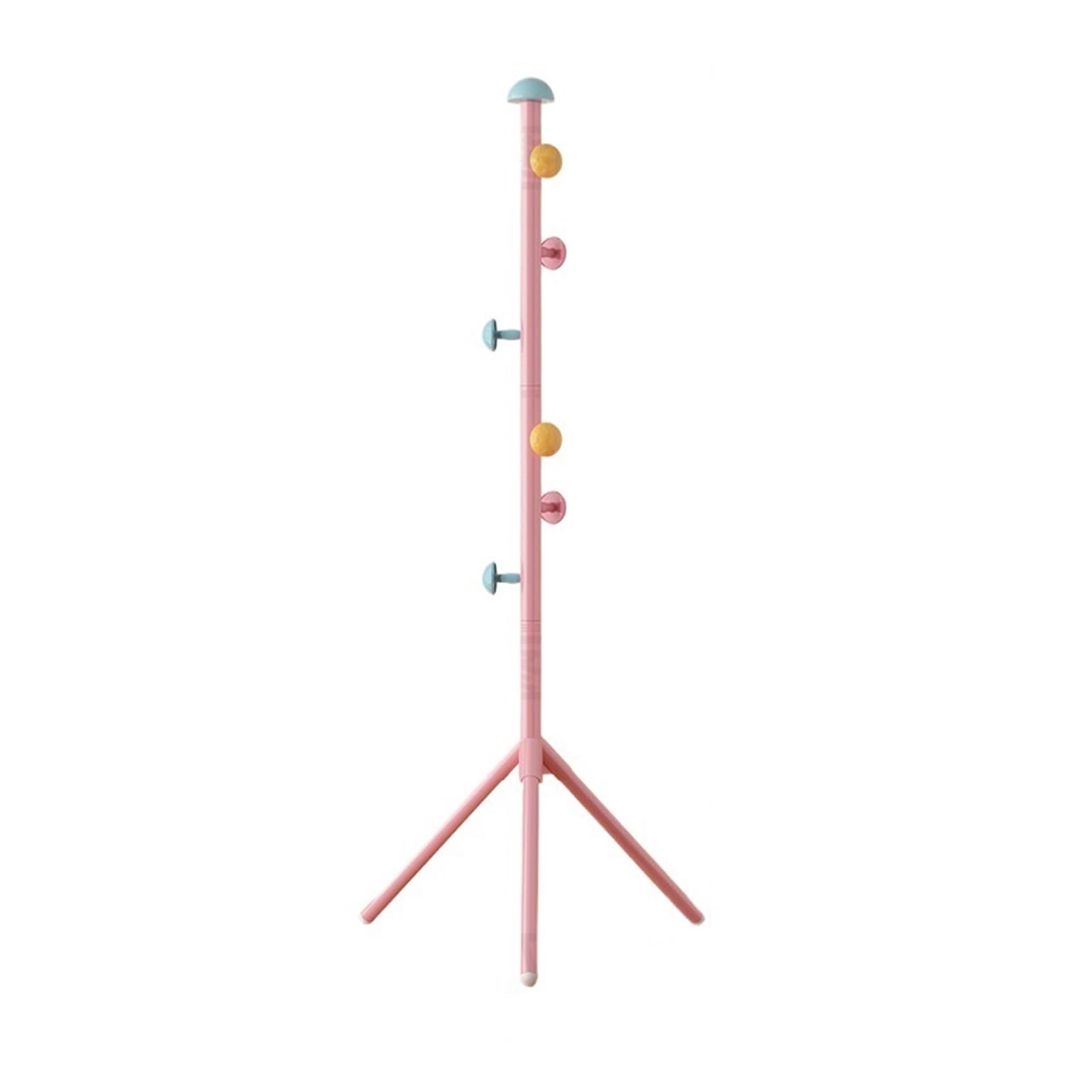 YAOHY Metal Garment Rack, Freestanding Mushroom Clothing Rack, Colorful Ball Hooks Racks for Hanging Clothes, for Corner Bedroom Entryway Living Room Hotel(Pink)