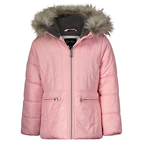 Jessica Simpson Girls  Heavyweight Jacket with Cozy Hood Trim, Pink, 2T