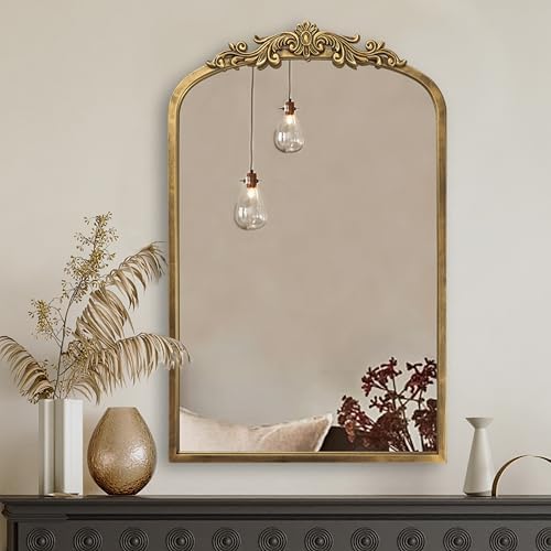 PERFNIQUE Vintage Mirror, 30" X 19" Arched Antique Baroque Mirror...