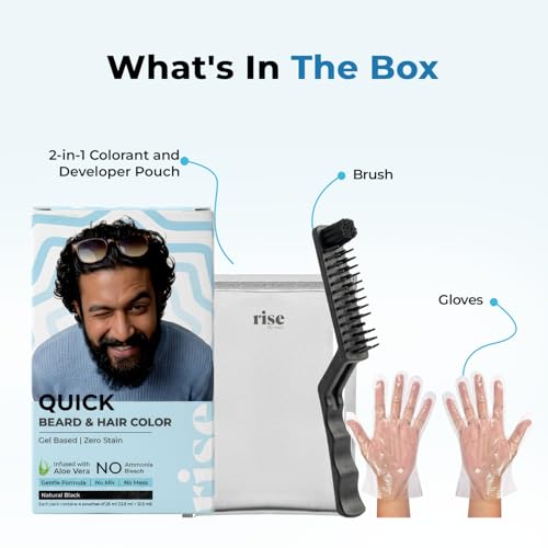 Image of Quick Beard Color & Hair Color Gel | Aloe Vera Infused Ammonia Free Formula | No Mixing No Mess Application | Natural Black | 25ml Sachet Pack of 4