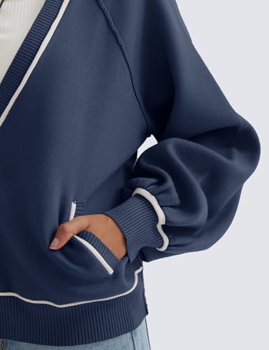 CHERFLY Women's Oversized Cardigan Sweater 2025 Fall Knit Open Front Button Down Long Sleeve Casual Coat Outfits with Pockets - Image 6