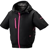 [武蔵野ユニフォーム] アタックベース 空調風神服チタンフード半袖 8845 単品 極涼 立ち襟 高衿 ストラップ付き<026-8845-ス>(11-ﾌﾞﾗｯｸ M)