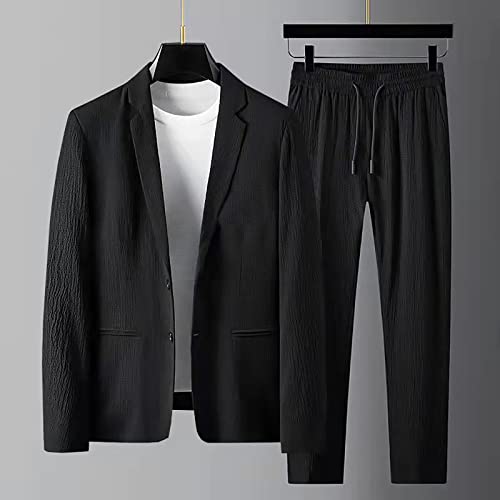Men's Suit Slim Fit, 2 Piece Suits for Men, Two Button Solid Blazer Jacket Pants Wedding Business Tuxedo Set4