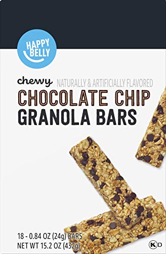 Amazon Brand - Happy Belly Chewy Chocolate Chip Granola Bars, 0.84 oz, 18 Count