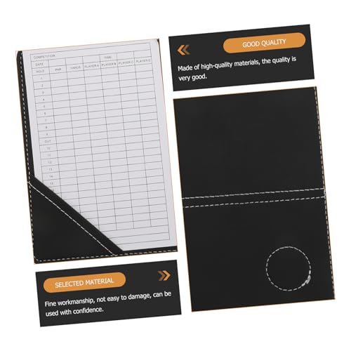 Libro de puntuación de golf PU negro con protector resistente PRETYZOOM para tarjetas 6