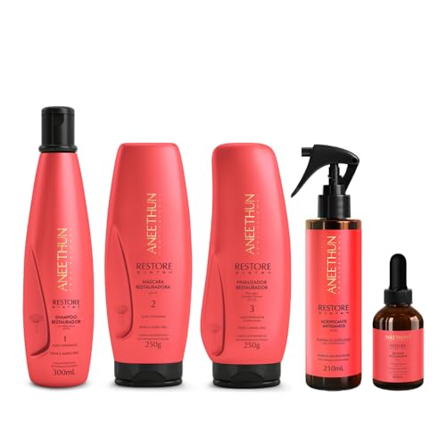 Kit Linha Restore System Shampoo 300mL, Máscara 250g, Finalizador 250g, Acidificante 210ml, Booster