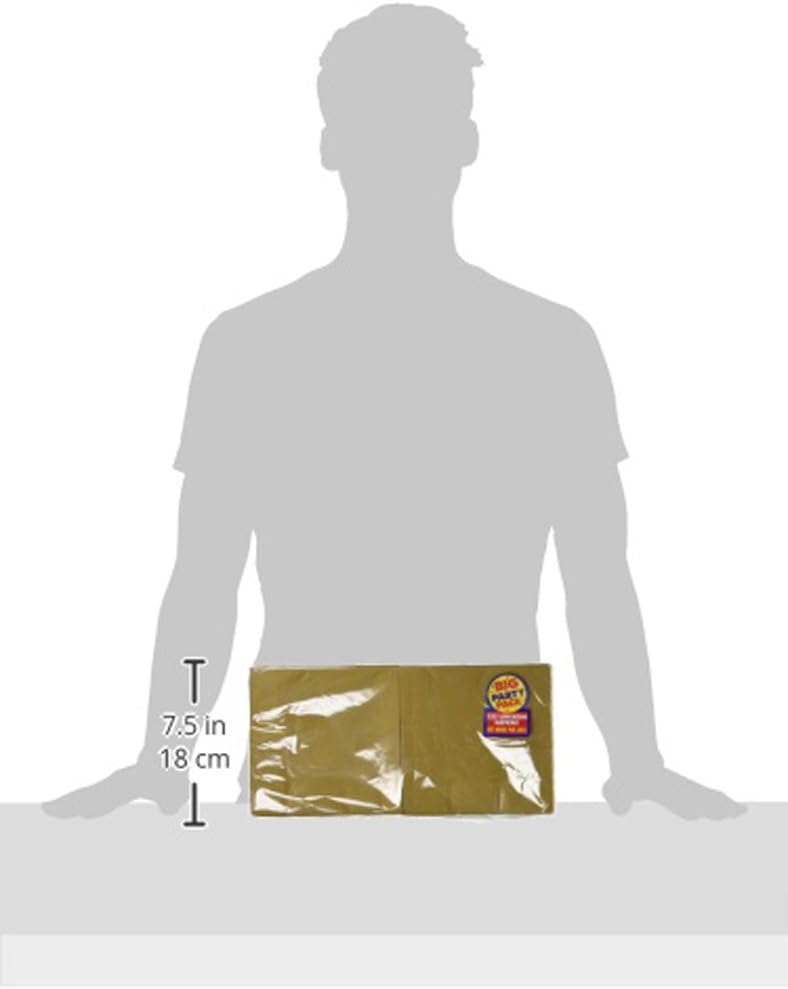 Amscan Gold Big Party Pack Luncheon Napkins Pack of 100, 6 1/2" x 6 1/2" : Home & Kitchen