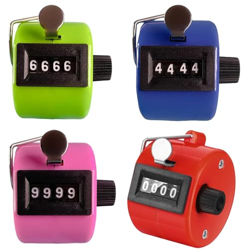 ZFRITP 4 Pcs Compteur Manuel Compteur À Cliquer 4 Chiffres Compteurs Manuels Click Compteur pour Compteur Manuel Mécanique, Compte Jusqu'À 9999, Tours/Sport/Entraîneur/École/Événement