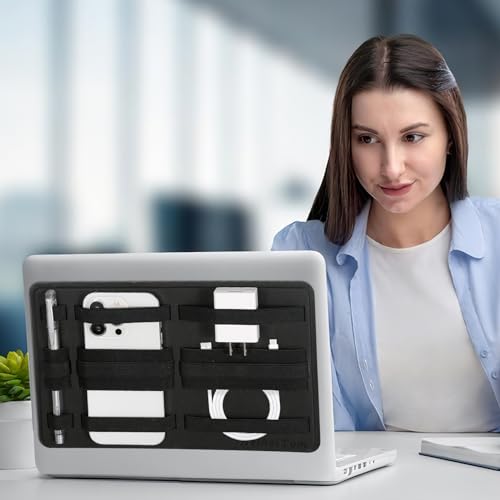 HeheiTom Reusable, adhesive portable organizing laptop, cable backpack Computer accessories Office and home desktop management solutions teacher, student, birthday Christmas Black (A)4