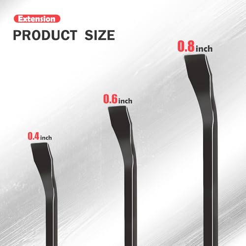 Image of TOOLEAGUE Utility 3Pcs Pry Bar Set,8 inch,12 inch,18 inchMechanic Hand Tools with Thicker Strike Cap Handle,Heavy Duty Pry Bar Tools for Automotive,Black and Red