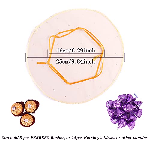 Dealglad Bezall 100Pcs Orange Round Organza Bags 9.8 Inch, Sheer Drawstring Halloween Candy Pouches, Wedding Party Favor Gift Bags #TOP2