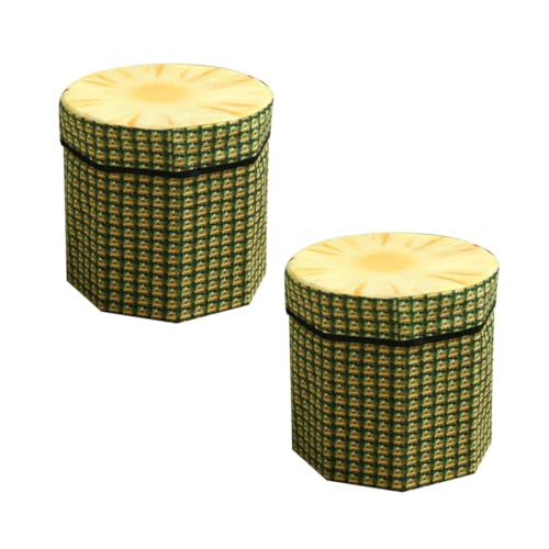 Coffre pouf pliable motif ananas pour optimiser les petits espaces