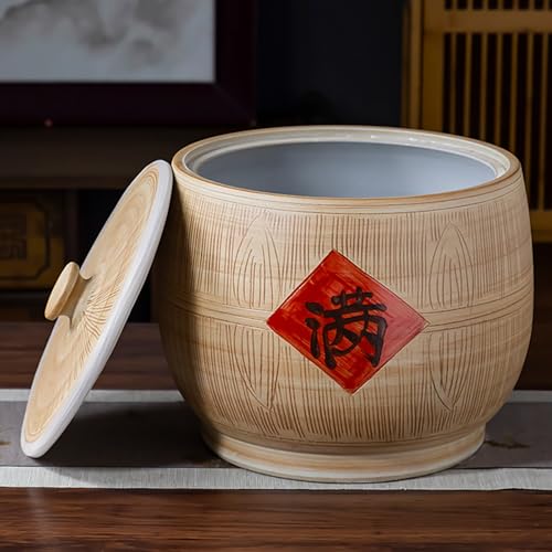 Cubo de cerámica para arroz con tapa para organizar encimeras y despensas familiares