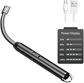 Newaner Stick Lighter, Electric Arc Lighter with Longer Neck, Electronic Lighter USB Rechargeable Windproof Flameless for Kitchen Stove Camping Fireworks Fireplace Candles Lighting Black