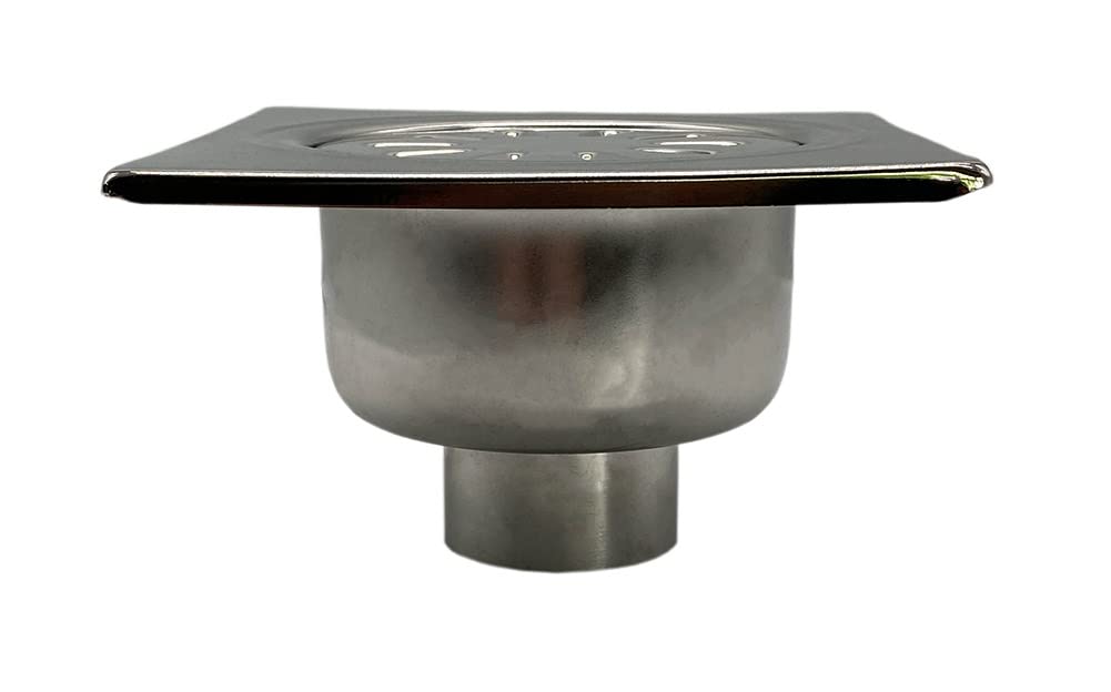 Creavit Bodenablauf Edelstahl 150x150 mm, Duschablauf DN50 vertikal, Badablauf mit Geruchsverschluss, Ablaufleistung 44 l min, robust und korrosionsbeständig für Bad, Dusche und Außenbereiche, Silber