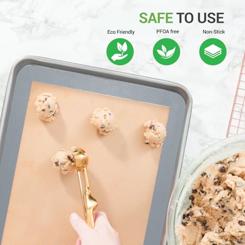 NutriChef Silicone Baking Mat, Set of Baking Mats Perfect for Half Sheet Pans, Nonstick, Reusable, Oven and Dishwasher Safe - 16.5" x 11.6", Ideal for Cookies, Pastries and More by Nutrichef - Image 3