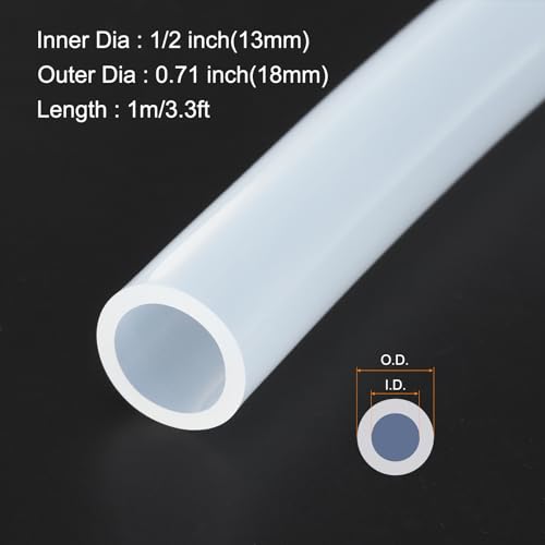 Image of 1m(3.3ft) 13mm(1 /2 inch) ID x 18mm(0.7 inch) OD Silicone Tubing Clear Industrial Plastic Tubing Pure Silicone Hoses for Pump Siphoning Draining Irrigation Brewing